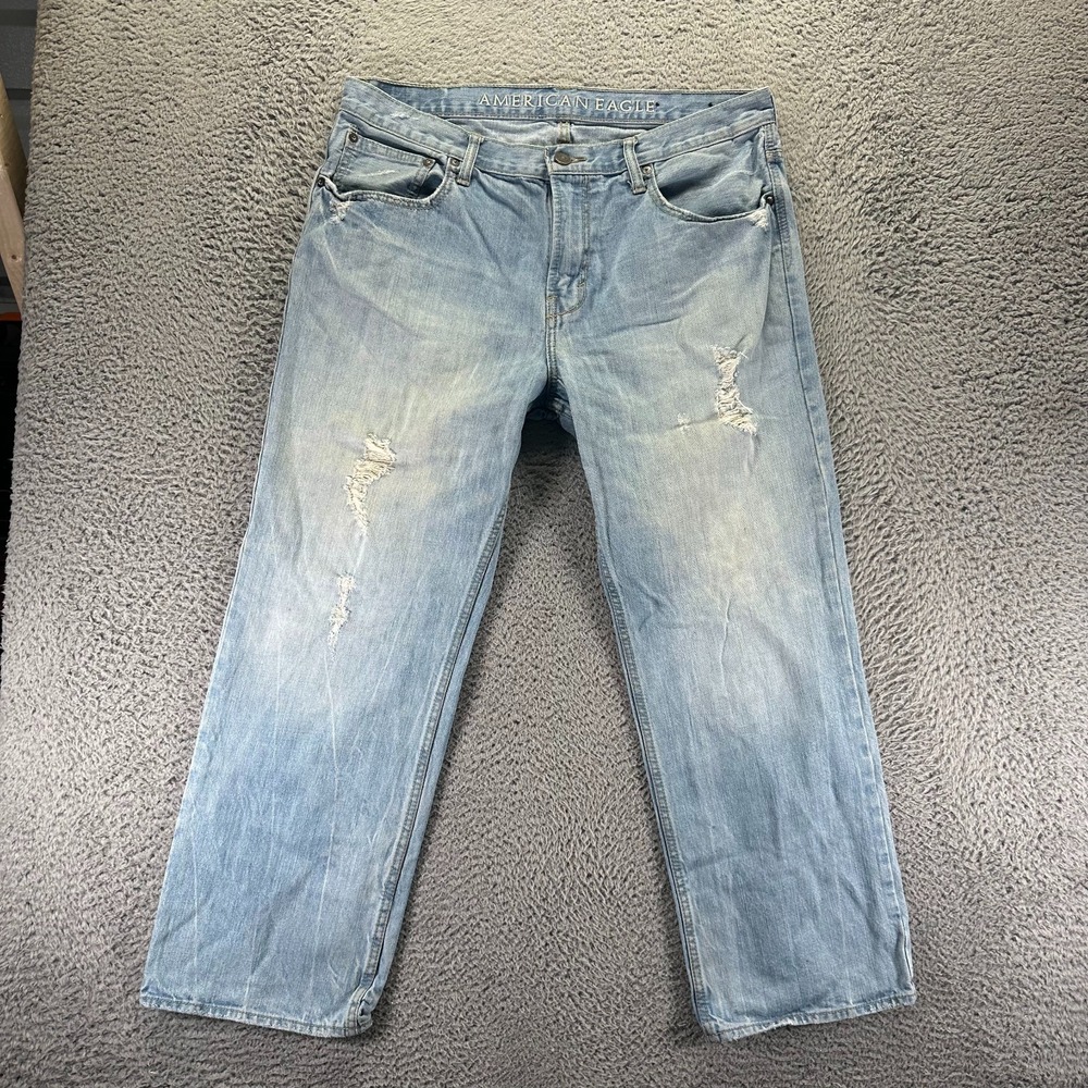 American Eagle Outfitters Jeans Men 36x30 Blue Cotton Denim Straight Loose Faded
